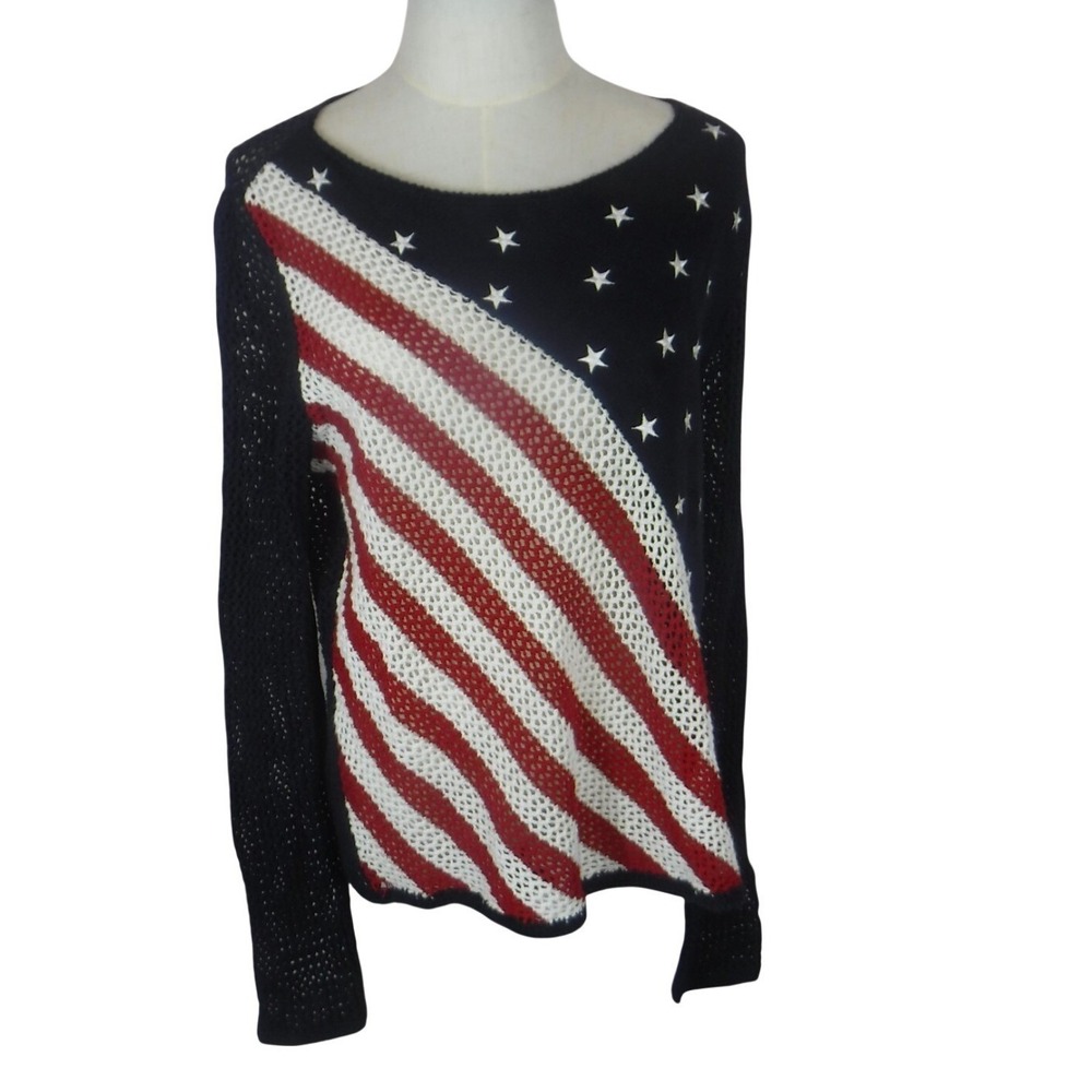 Norton Studio Patriotic American Flag‎ Knit Sweater Medium Americana Festival